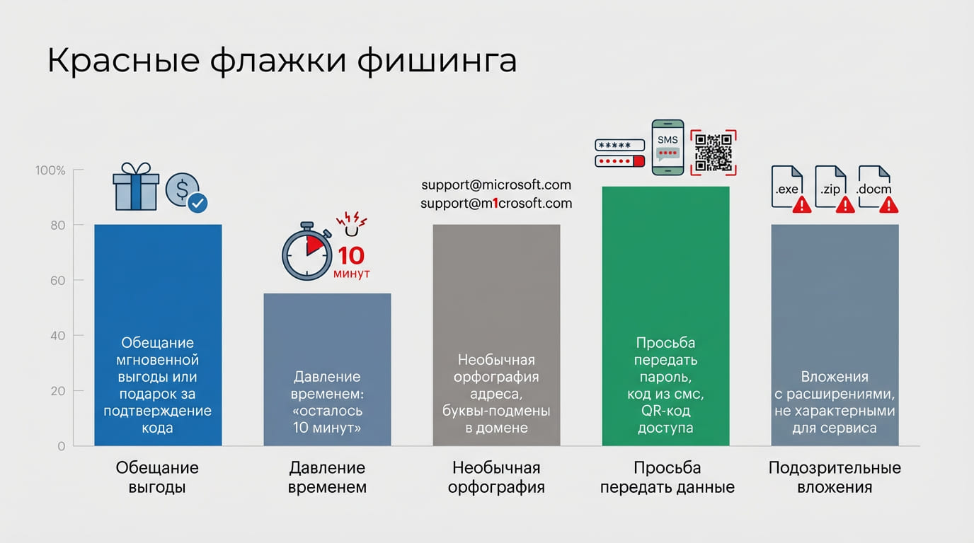 красные флажки фишинга